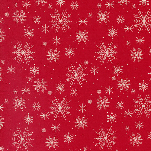 Once Upon A Christmas Snowflakes Red Cotton Fabric