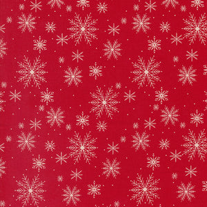 Once Upon A Christmas Snowflakes Red Cotton Fabric