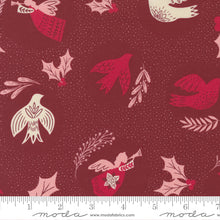 Good News, Great Joy Cranberry Doves & Angels Cotton Fabric