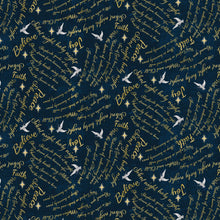 Silent Night Nativity by Studio 731 Navy Words Texture Cotton Fabric