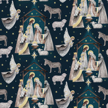 Silent Night Nativity by Studio 731 Navy Nativity Cotton Fabric