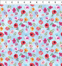 Glorious Garden Small Floral Light Blue Cotton Fabric