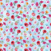 Glorious Garden Small Floral Light Blue Cotton Fabric