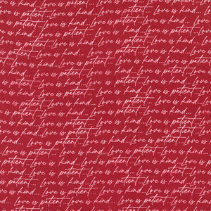 Flirt Love Is Patient Love Is Kind Red Cotton Fabric