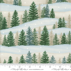 Woodland Winter Landscape Snowy White Cotton Fabric