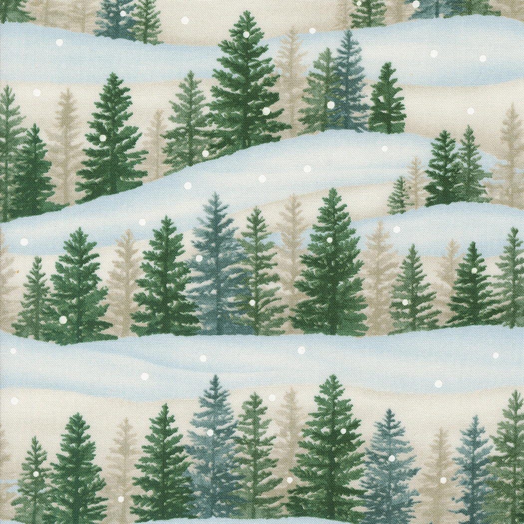 Woodland Winter Landscape Snowy White Cotton Fabric