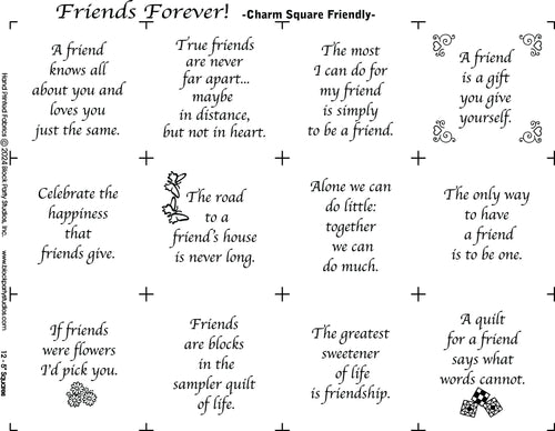 Friends Forever Charm Square Fabric Panel