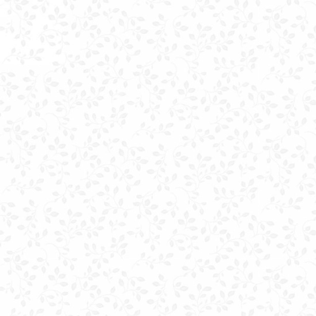 White on White Vines Cotton Fabric