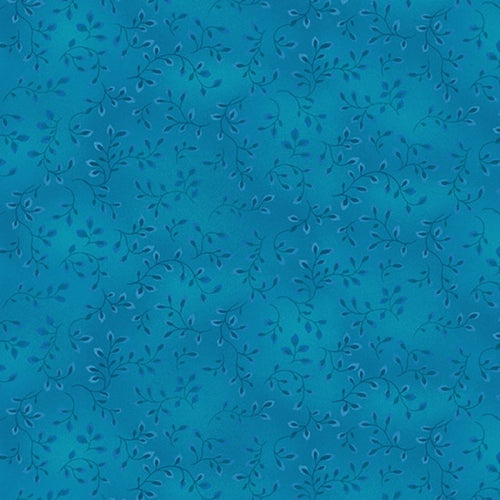 Cerulean Blue Vines Cotton Fabric