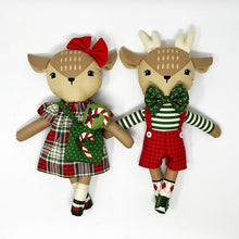 Holiday Cheer Reindeer Stuffies Cotton Fabric Panel with BONUS BUTTONS!