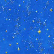 Holy Night Cobalt Stars Metallic Cotton Fabric