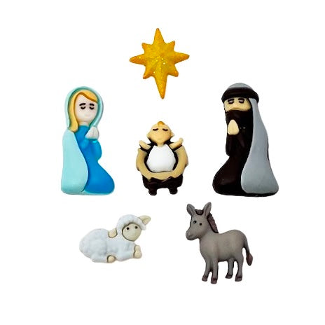 A Child Is Born Nativity Buttons & Flatbacks Set