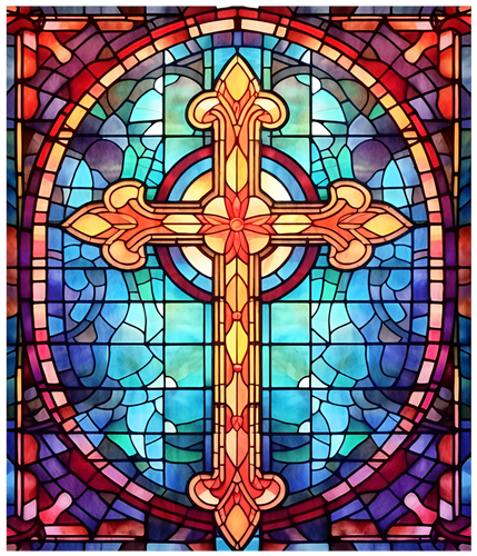 Stained Glass Cross Cotton Fat Quarter Panel