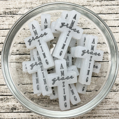 Amazing Grace Cross Silicone Focal Bead