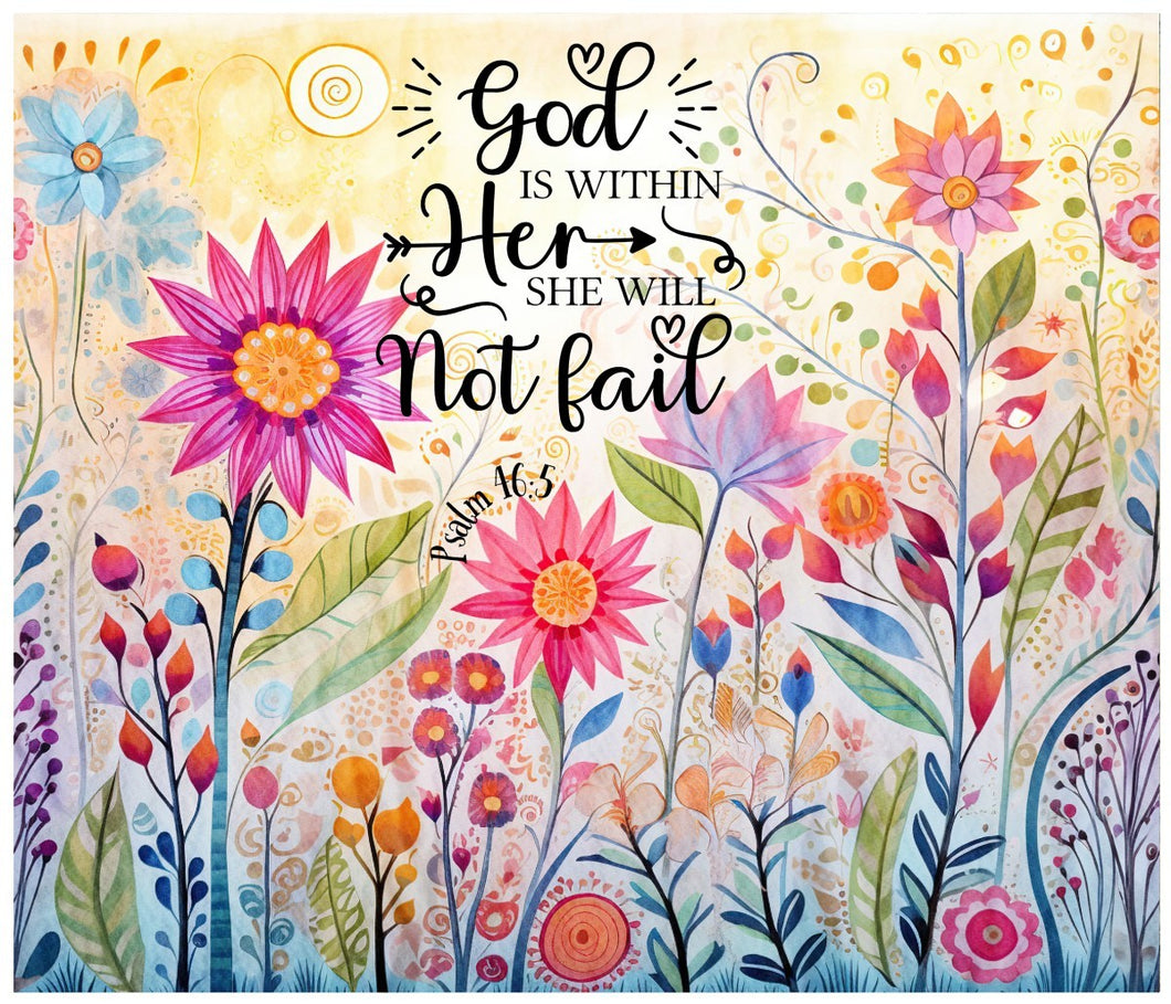 Scripture Garden God Is Within Her Cotton Fat Quarter Panel