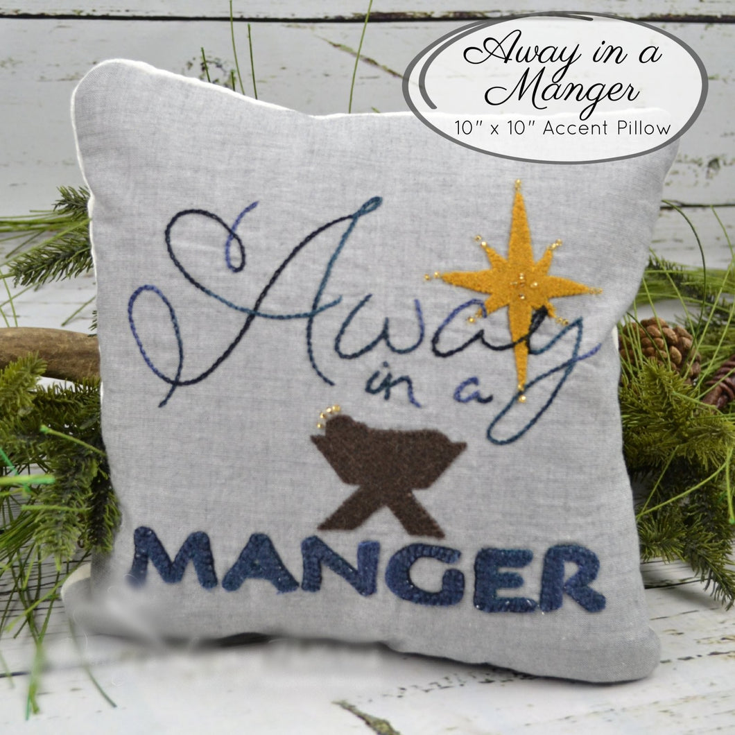 Away In A Manger Wool & Velvet Nativity Pillow KIT