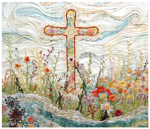 Embroidered Cross Cotton Fat Quarter Panel