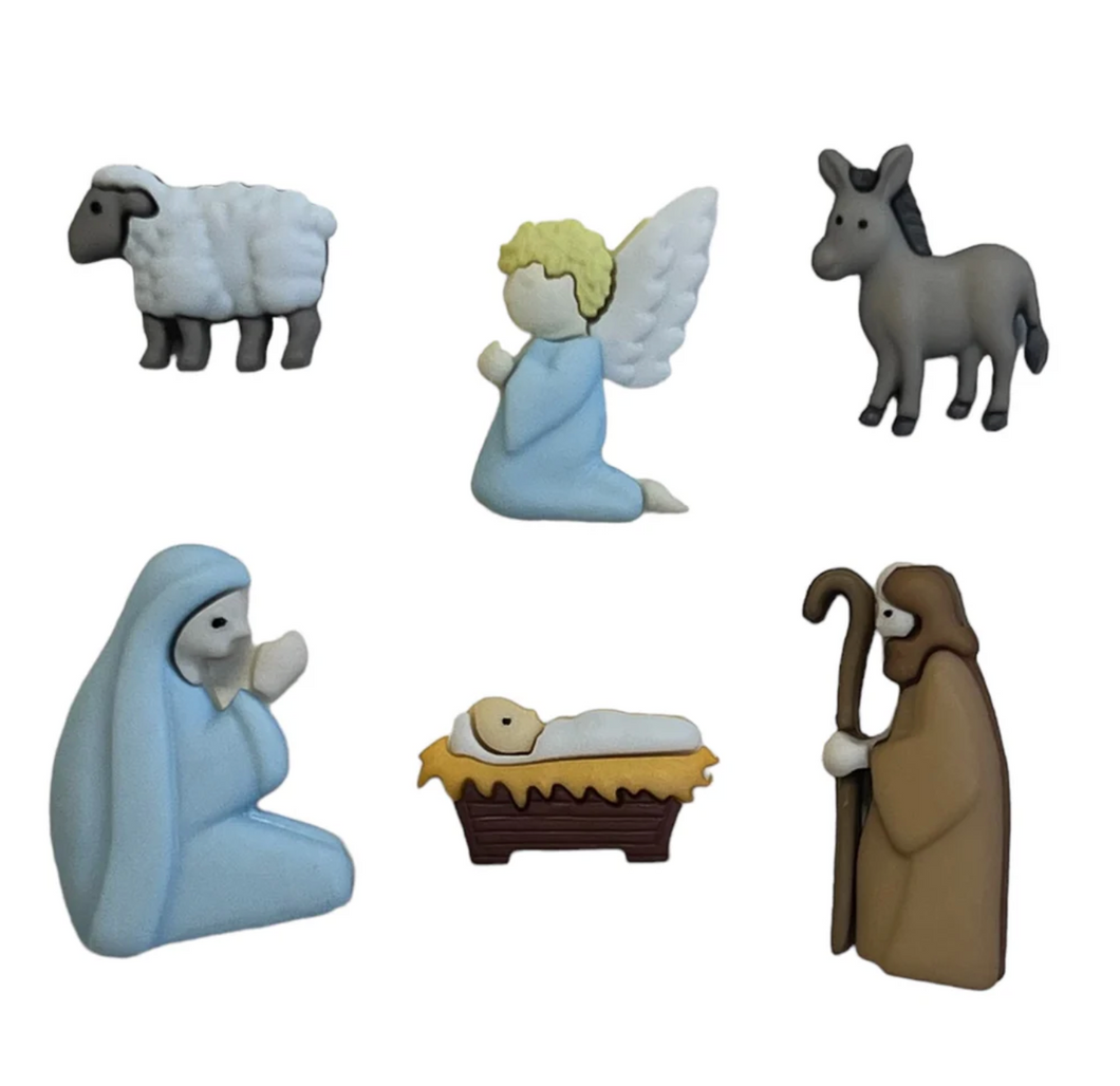 NEW Nativity Scene Christmas Buttons Set