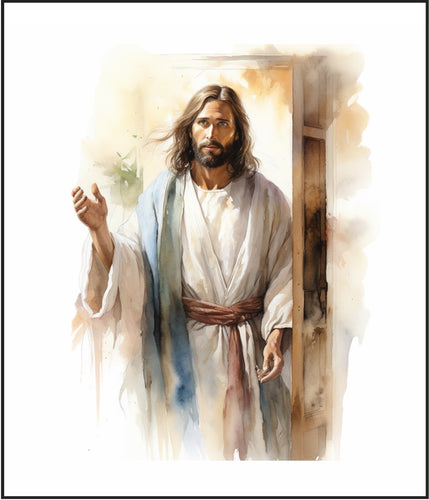 Jesus At The Door Watercolor Cotton Fat Quarter Panel
