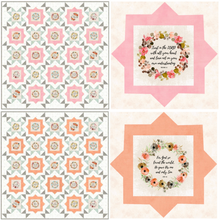 Bible Verse Wreaths Fussy Cut THROW Quilt KIT Marmalade or Pink