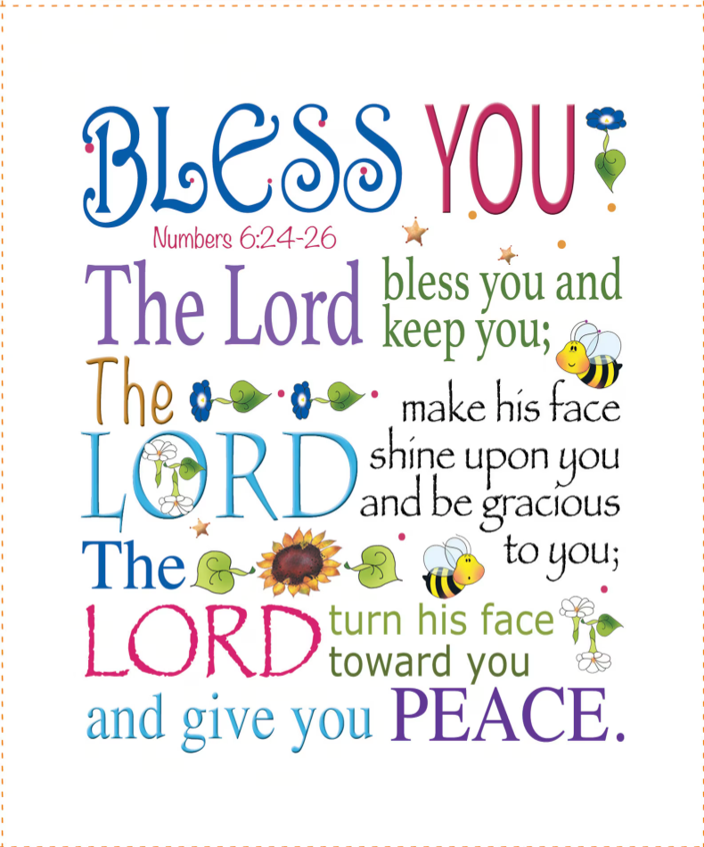 Bless You Numbers 6:24-26 5x6 inch Mini Fabric Art Panel