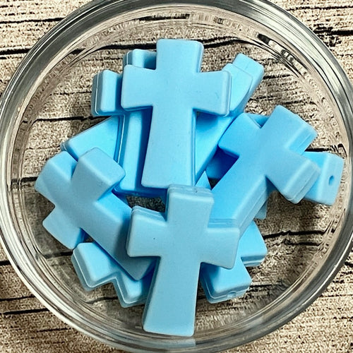 Blue Cross Silicone Focal Bead