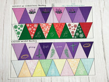 Reversible Lent/Easter + Advent/Christmas Bunting Cotton Fabric Panel