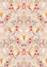 Peace and Joy Dark Cream Metallic Cotton Fabric