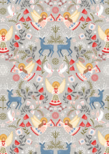 Peace and Joy Silver Metallic Cotton Fabric