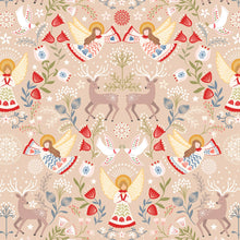 Peace and Joy Dark Cream Metallic Cotton Fabric