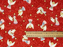 Peace and Joy Host of Angels Red Metallic Cotton Fabric