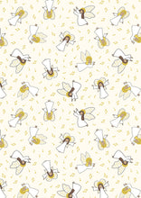 Away In A Manger Angels On Cream with Gold Metallic Cotton Fabric