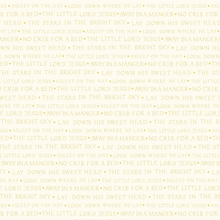 Away In A Manger Text on Cream with Gold Metallic Cotton Fabric