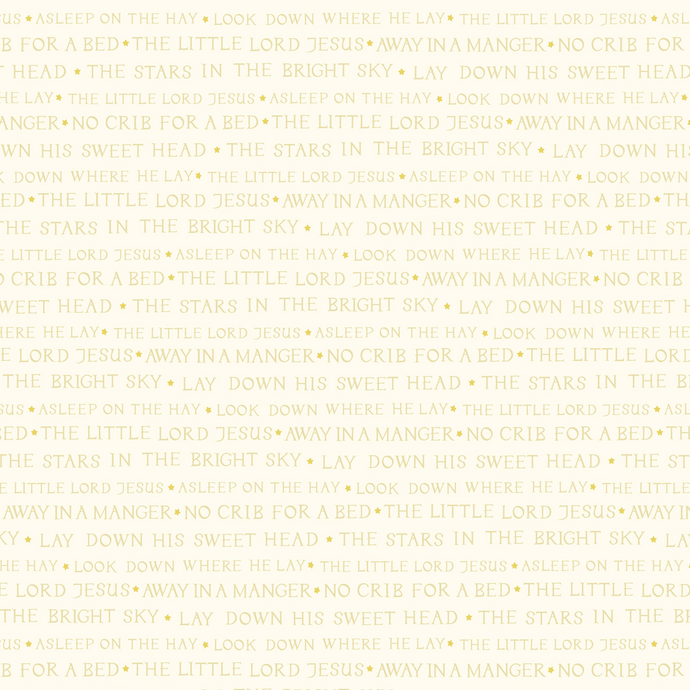 Away In A Manger Text on Cream with Gold Metallic Cotton Fabric
