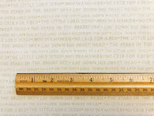 Away In A Manger Text on Cream with Gold Metallic Cotton Fabric