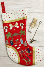 Away In A Manger Metallic Stocking Cotton Fabric Panel