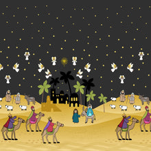Away In A Manger Double Edge Border with Gold Metallic Cotton Fabric