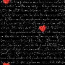 All My Heart Scripture Love Letters Black Cotton Fabric