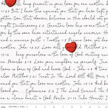 All My Heart Scripture Love Letters White Cotton Fabric