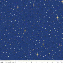 Christmas Wishes Starry Sky Blue Cotton Fabric