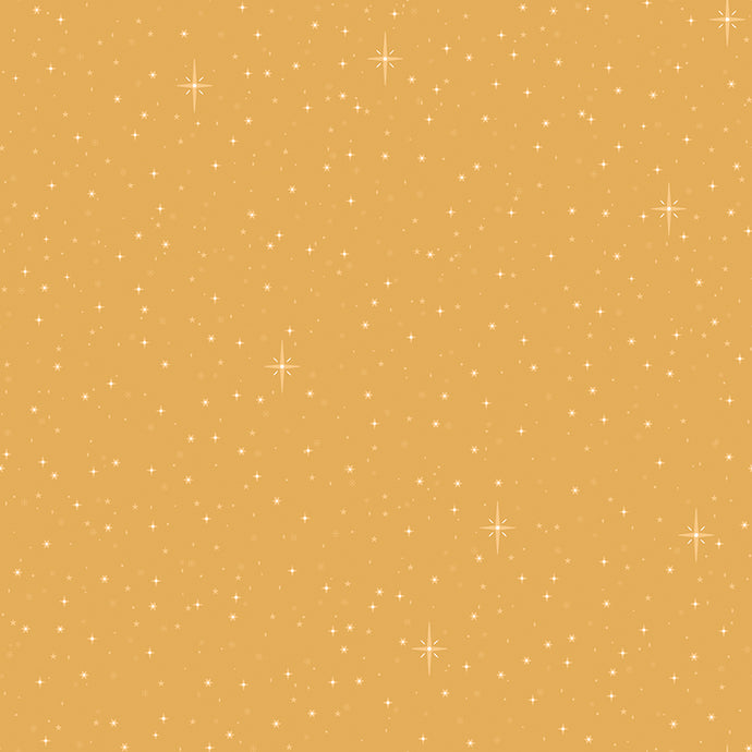 Christmas Wishes Starry Sky Gold Cotton Fabric