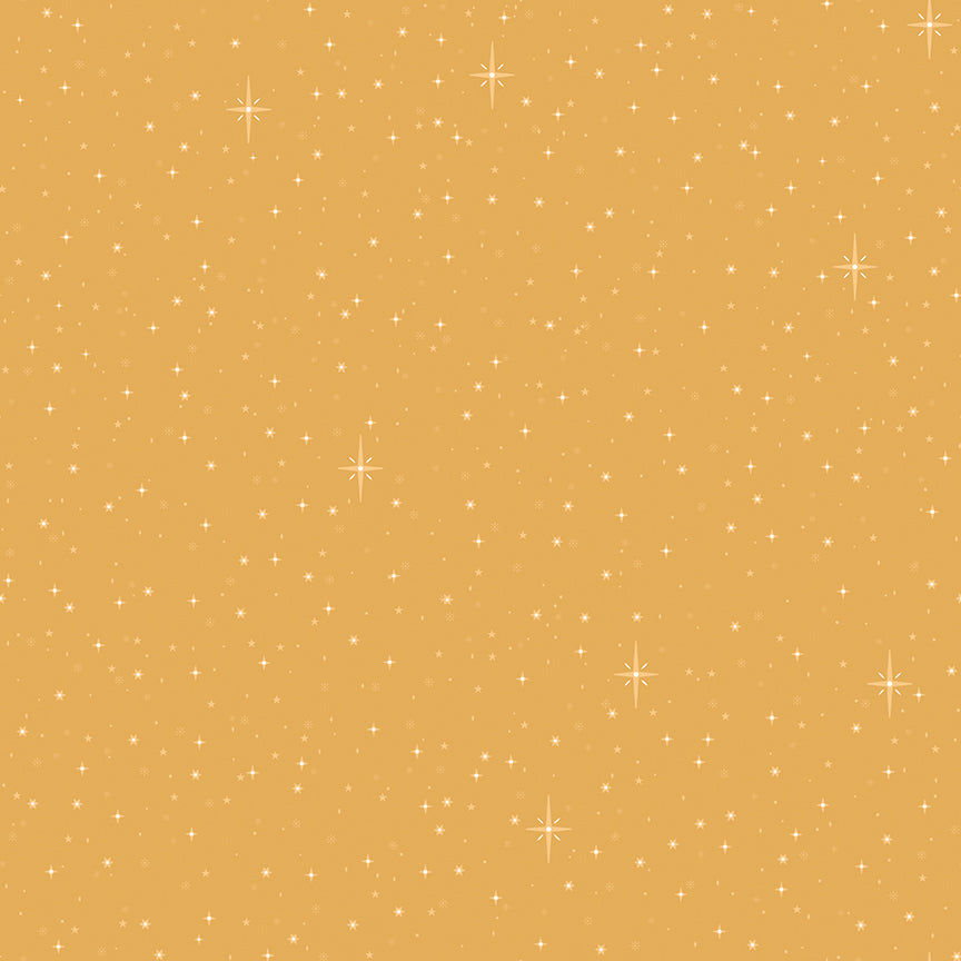 Christmas Wishes Starry Sky Gold Cotton Fabric