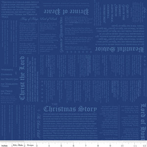 Christmas Wishes Christmas Story Blue Cotton Fabric