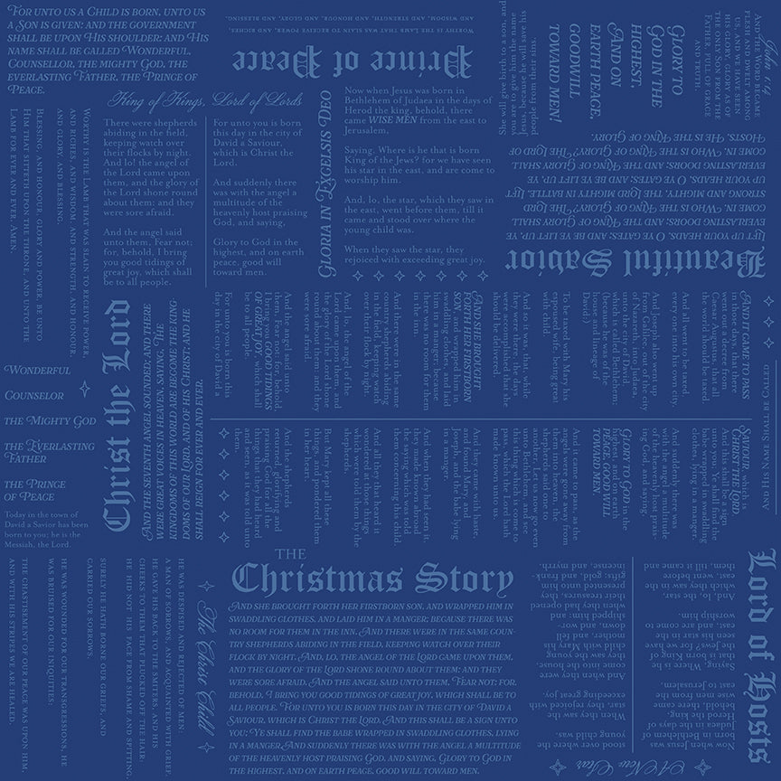 Christmas Wishes Christmas Story Blue Cotton Fabric