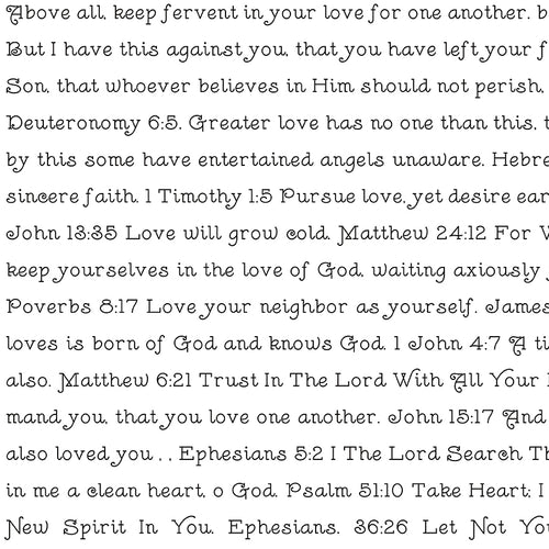 Take Heart White Love Scripture Cotton Fabric