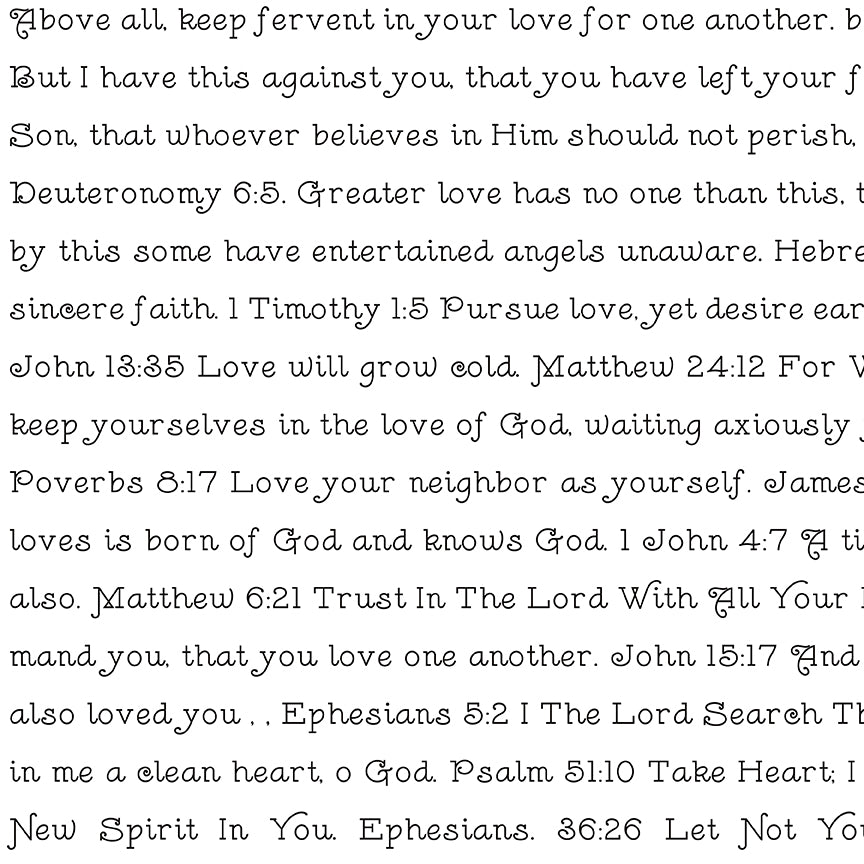 Take Heart White Love Scripture Cotton Fabric