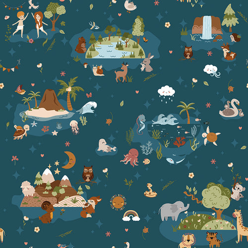 Created with Love Main Ocean Cotton Fabric