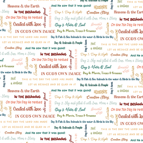 Created with Love It Is Written Ecru Cotton Fabric