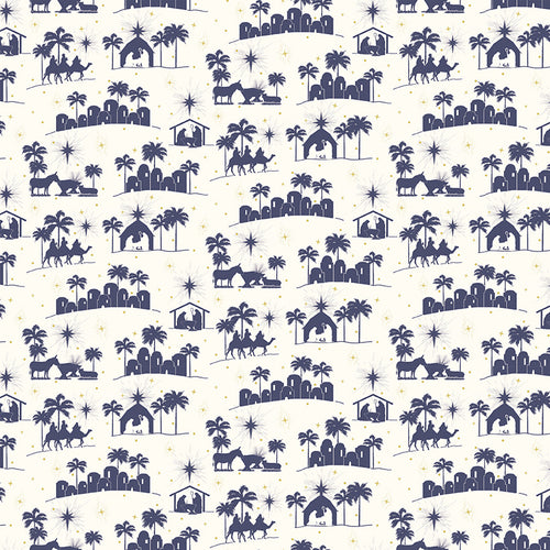 Come Let Us Adore Him Silhouettes Cloud Cotton Fabric