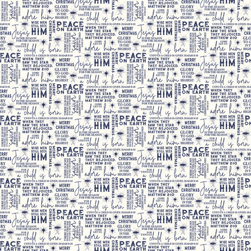 Come Let Us Adore Him Text Cloud Cotton Fabric